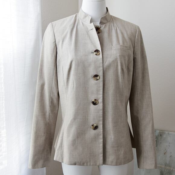 Isaac Mizrahi Target Beige Mandarin Collar blazer size 8 M - Picture 1 of 4